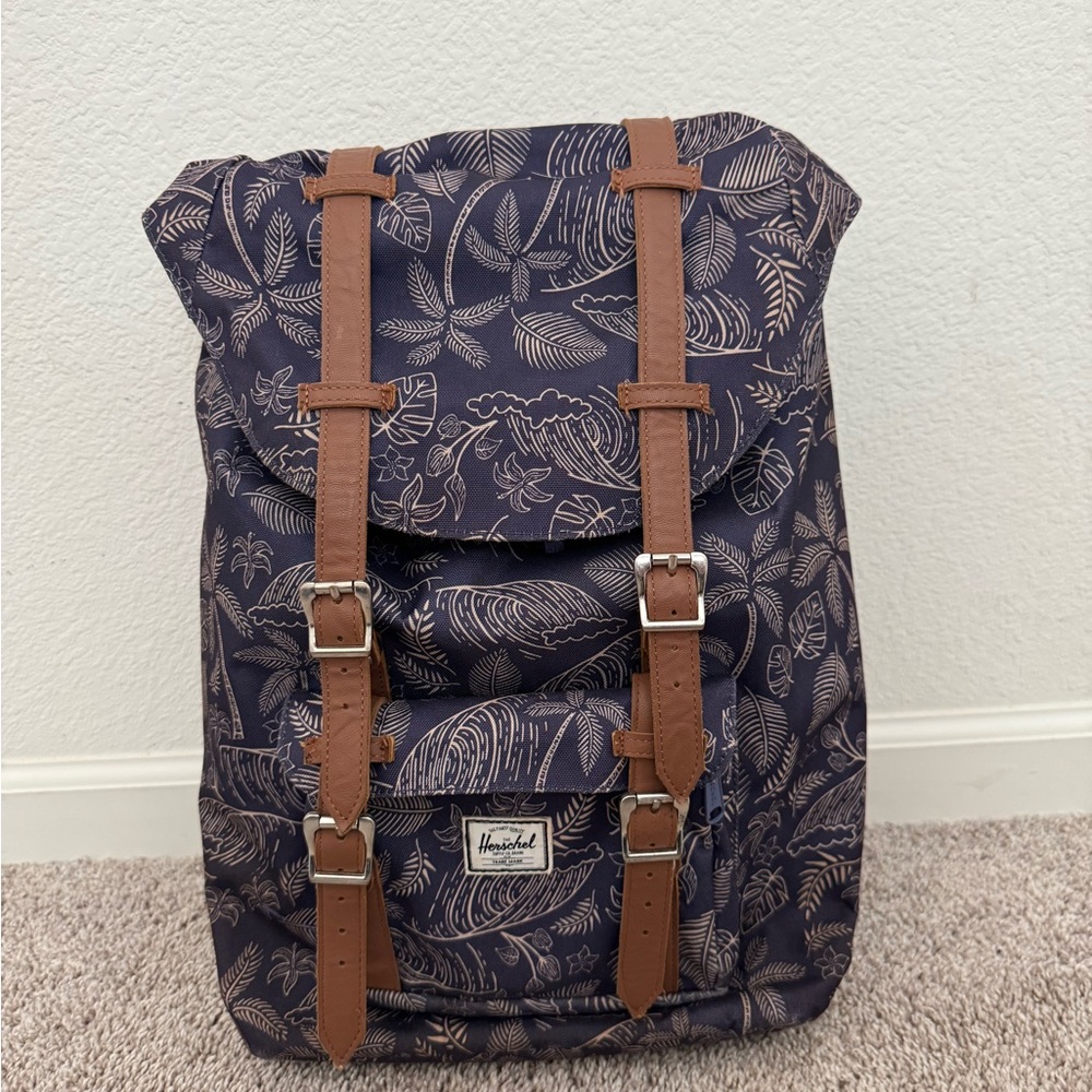 Herschel Supply Company Floral Print Backpack in Navy and Brown